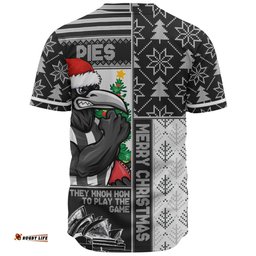 Amazing Aussie Collingwood Merry Christmas Knit Style Festive Spirit Baseball Shirt