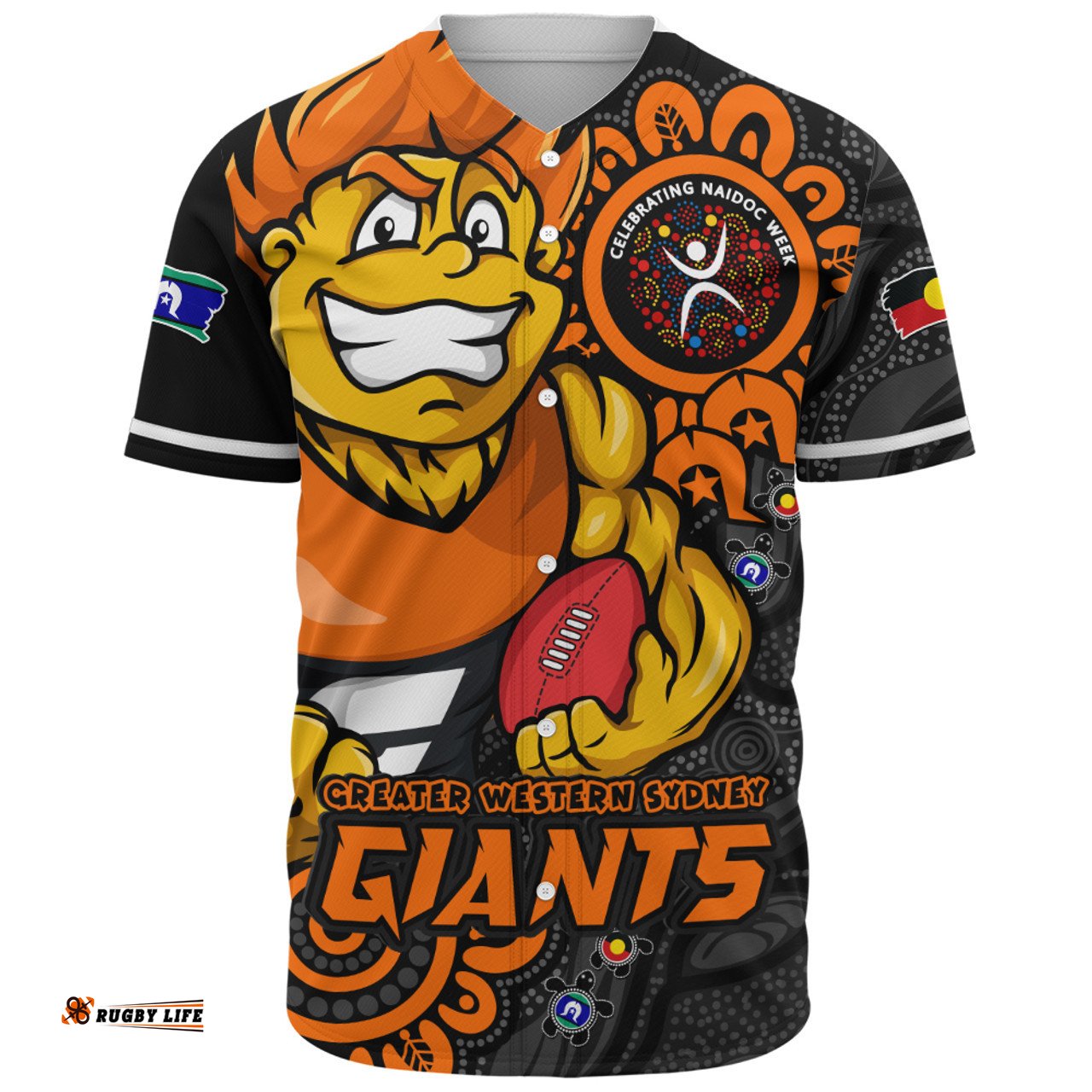 Amazing Aussie GWS GIANTS Power Through Generations NAIDOC Edition Baseball Shirt