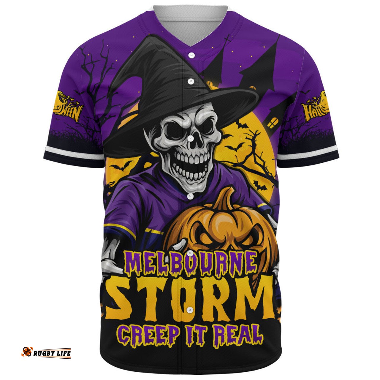 Amazing Aussie Melbourne Storm Dark Moon Rugby Halloween Battle Edition Baseball Shirt