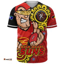 Amazing Aussie Gold Coast SUNS Power Through Generations NAIDOC Edition Baseball Shirt