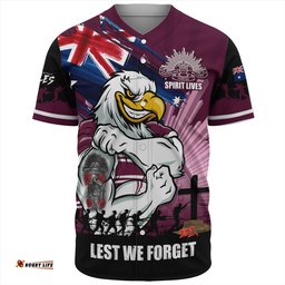 Amazing Aussie Manly Warringah Sea Eagles Fearless ANZAC Defender Baseball Shirt
