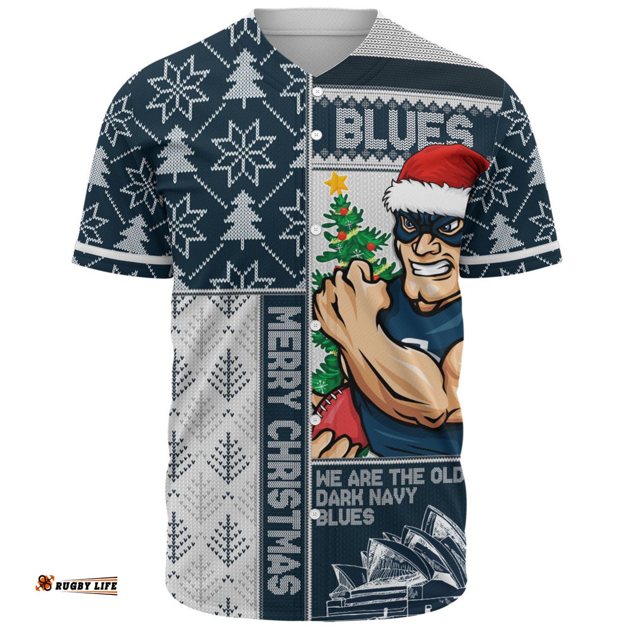 Amazing Aussie Carlton Merry Christmas Knit Style Festive Spirit Baseball Shirt