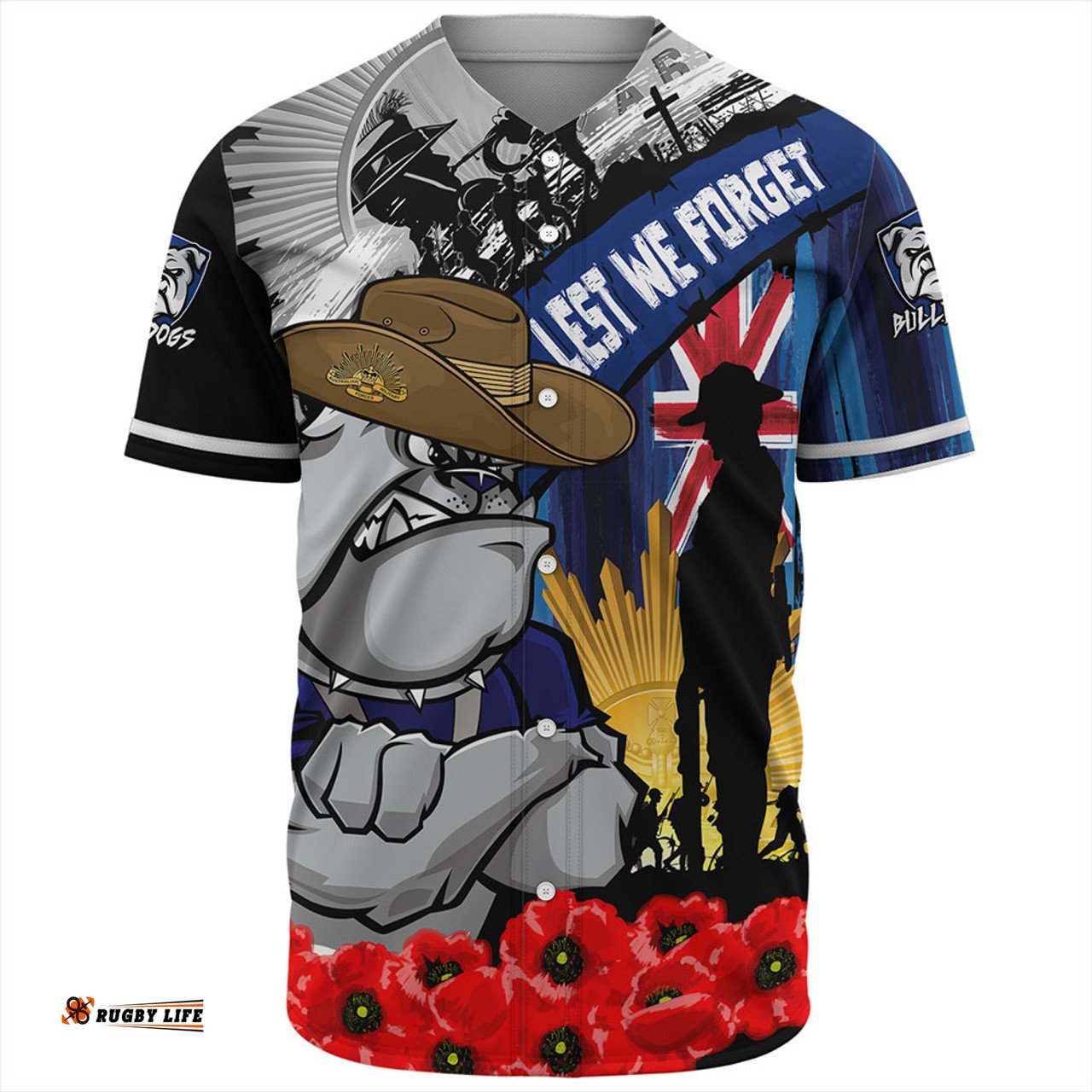 Amazing Aussie Canterbury Bankstown Bulldogs United In Spirit Anzac Day Tribute Baseball Shirt