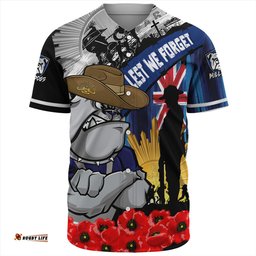 Amazing Aussie Canterbury Bankstown Bulldogs United In Spirit Anzac Day Tribute Baseball Shirt