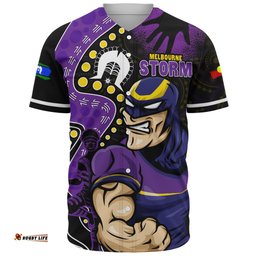 Amazing Aussie Melbourne Storm NAIDOC Indigenous Warrior Spirit Baseball Shirt