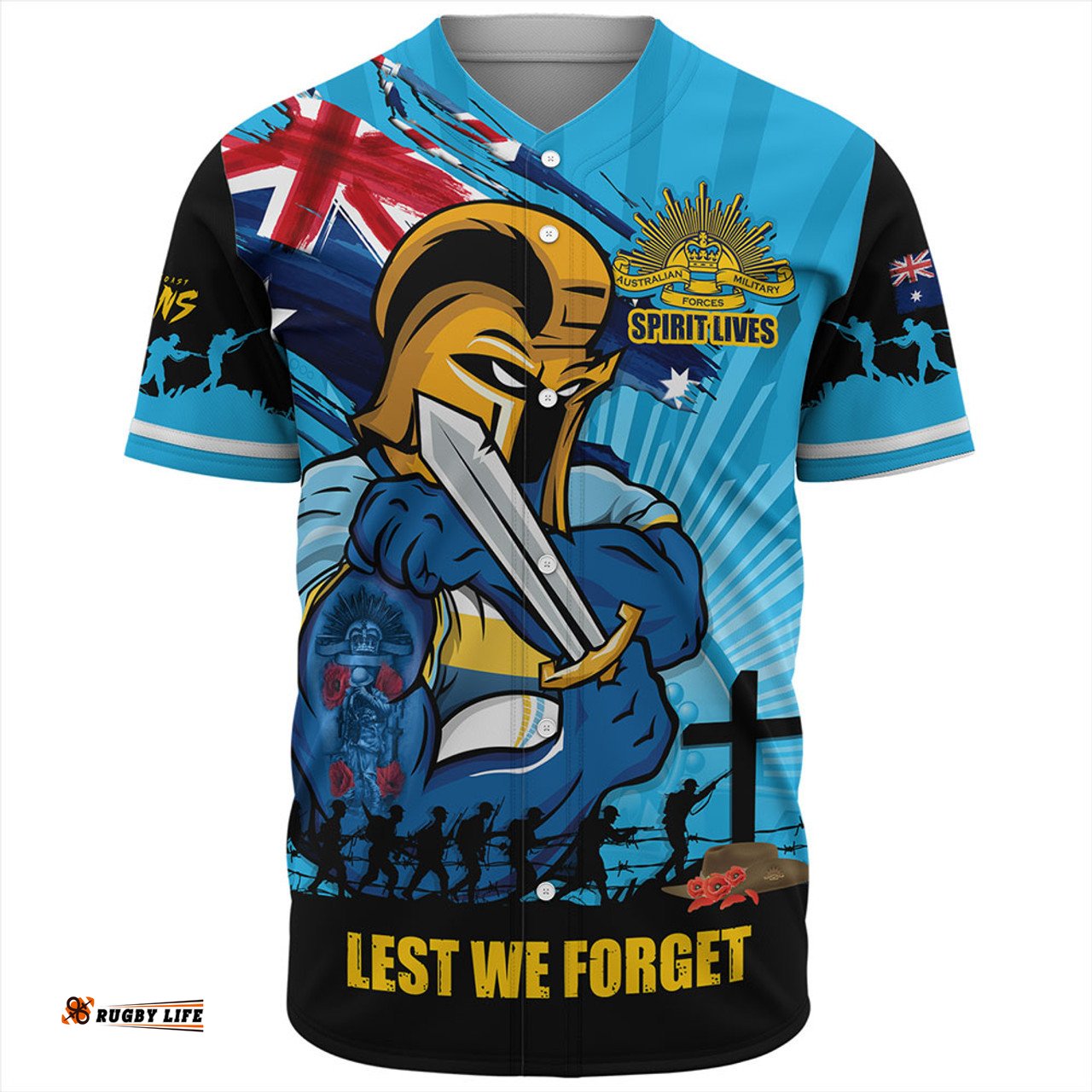 Amazing Aussie Gold Coast Titans Fearless ANZAC Defender Baseball Shirt