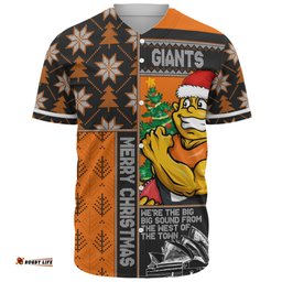 Amazing Aussie GWS GIANTS Merry Christmas Knit Style Festive Spirit Baseball Shirt