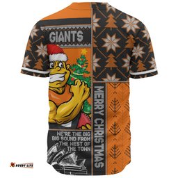 Amazing Aussie GWS GIANTS Merry Christmas Knit Style Festive Spirit Baseball Shirt