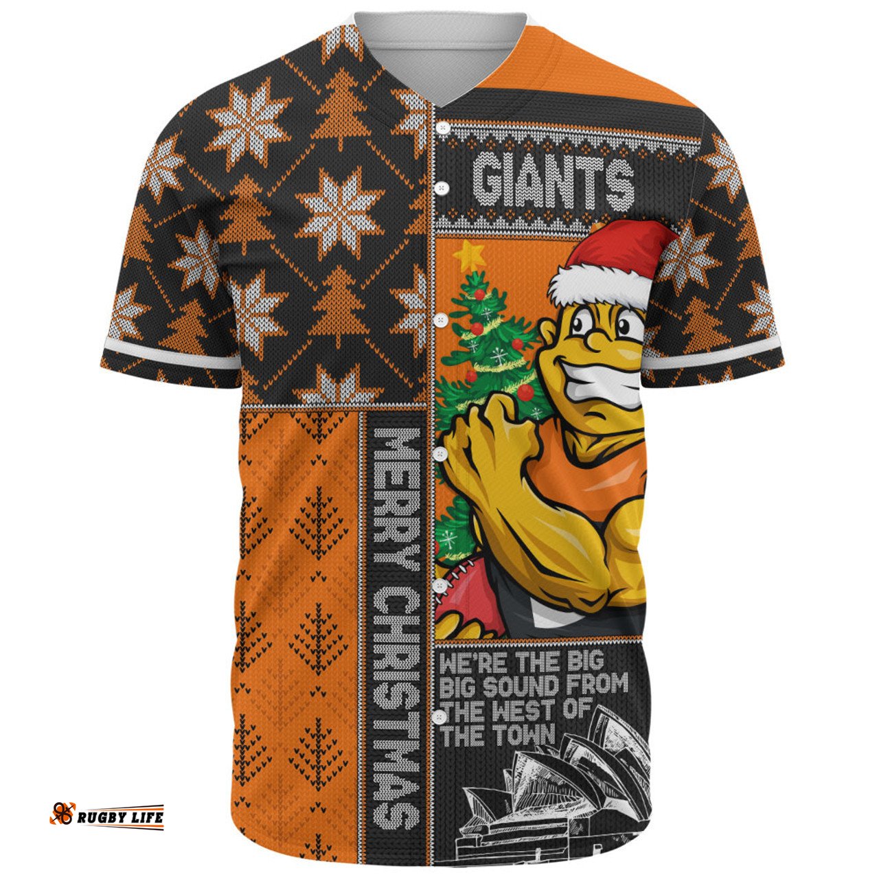 Amazing Aussie GWS GIANTS Merry Christmas Knit Style Festive Spirit Baseball Shirt