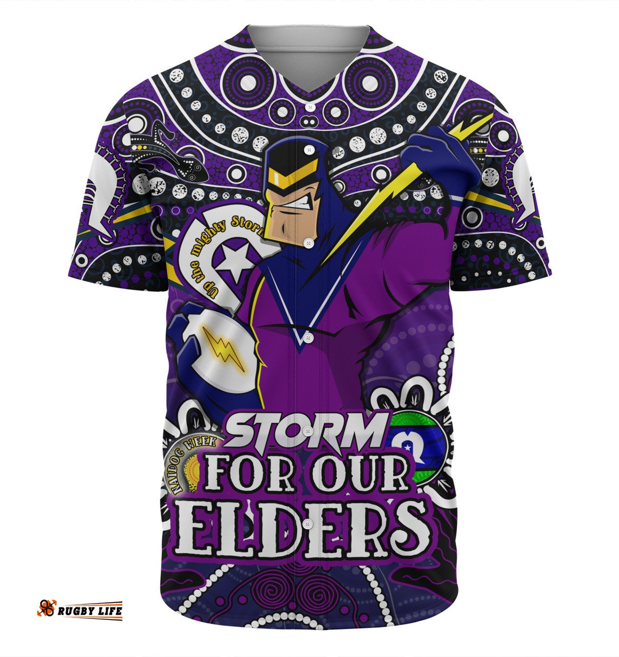 Amazing Aussie Melbourne Storm Naidoc Week Custom Melbourne Storm For Our Elders Baseball Shirt