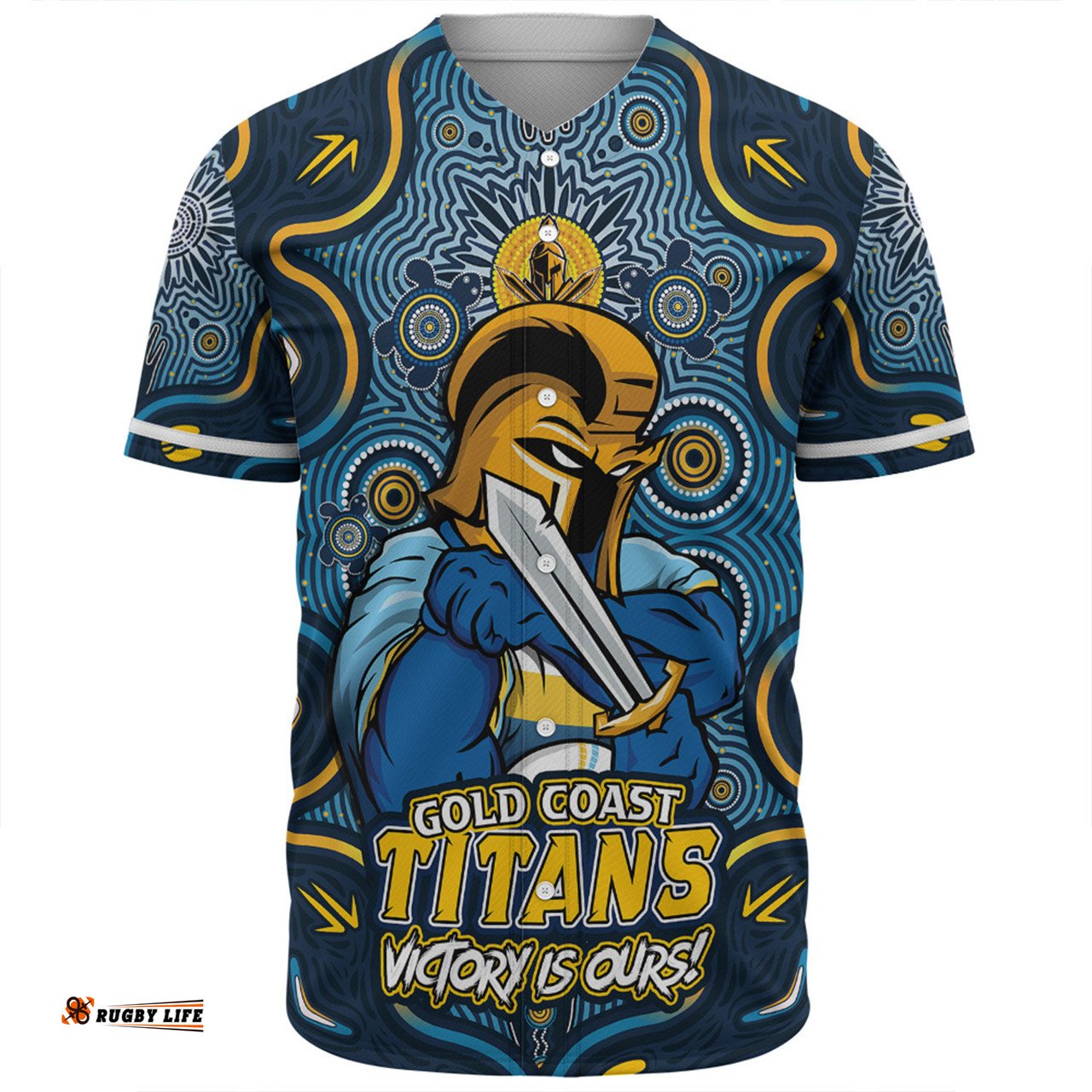 Amazing Aussie Gold Coast Titans Aboriginal Pattern Inspired Victory Is Ours Baseball Shirt