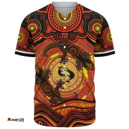 Amazing Aussie Indigenous Australian Aboriginal Gecko Dreaming Spirit Circle Edition Baseball Shirt