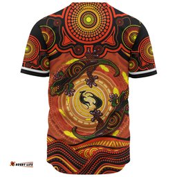 Amazing Aussie Indigenous Australian Aboriginal Gecko Dreaming Spirit Circle Edition Baseball Shirt