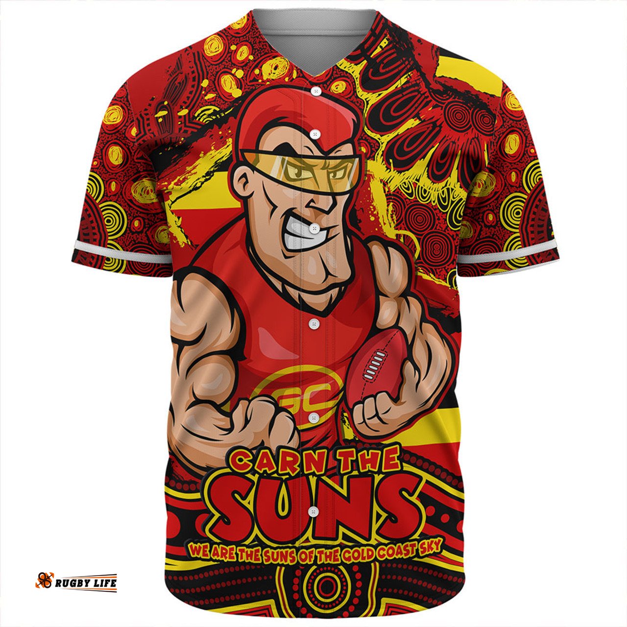 Amazing Aussie Gold Coast SUNS Blazing Spirit Of Victory Baseball Shirt