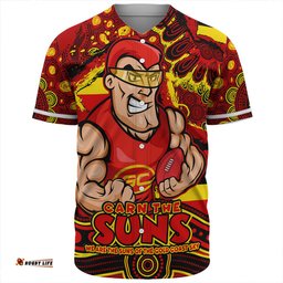 Amazing Aussie Gold Coast SUNS Blazing Spirit Of Victory Baseball Shirt