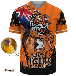 Amazing Aussie Wests Tigers Heart Of A Fighter Tough And Fearless Baseball Shirt
