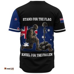 Amazing Aussie New Zealand Anzac Day Custom Stand For The Flag Kneel For The Fallen Shirt Baseball Shirt