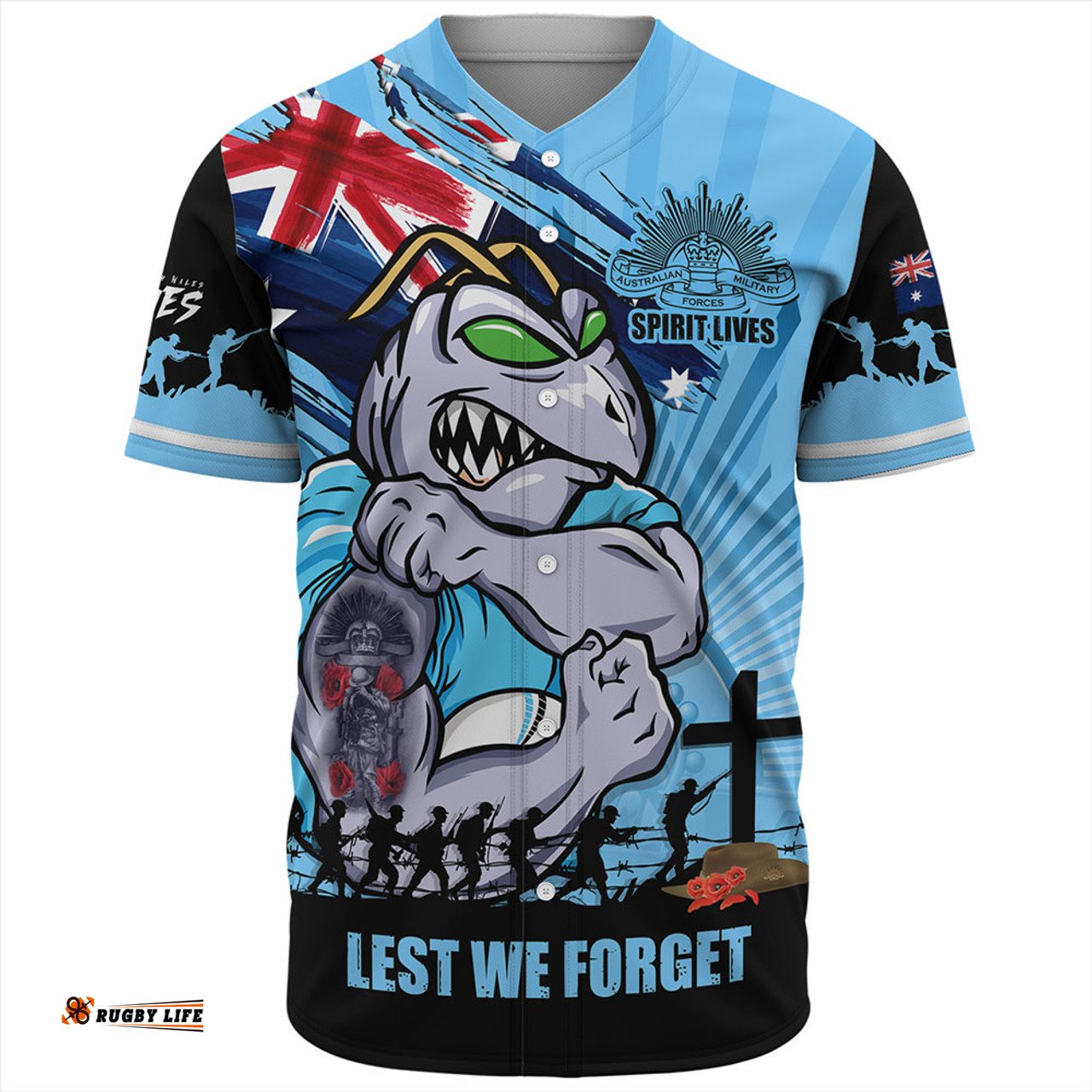 Amazing Aussie New South Wales Blues Fearless ANZAC Defender Baseball Shirt