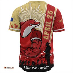 Amazing Aussie Redcliffe Dolphins Anzac Day Lest We Forget Strong Fighting Spirit Baseball Shirt