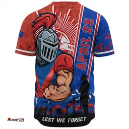 Amazing Aussie Newcastle Knights Anzac Day Lest We Forget Strong Fighting Spirit Baseball Shirt