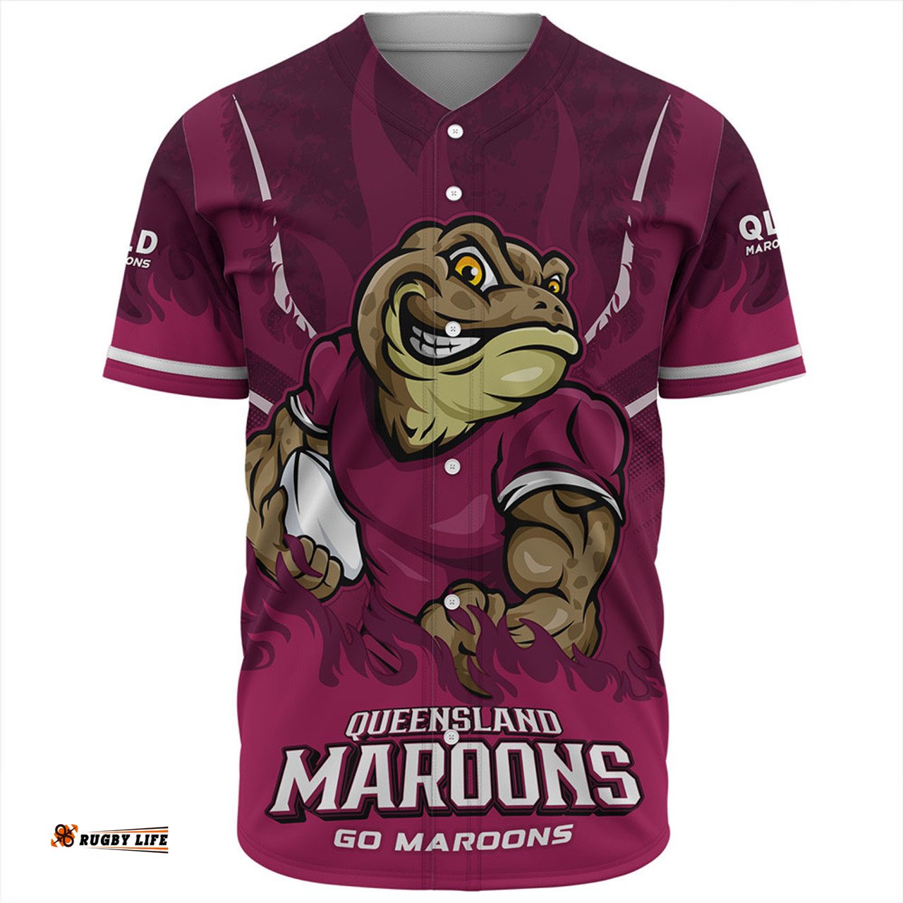 Amazing Aussie Queensland Maroons Strong Fighting Flame Go Maroons Baseball Shirt
