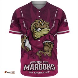 Amazing Aussie Queensland Maroons Strong Fighting Flame Go Maroons Baseball Shirt