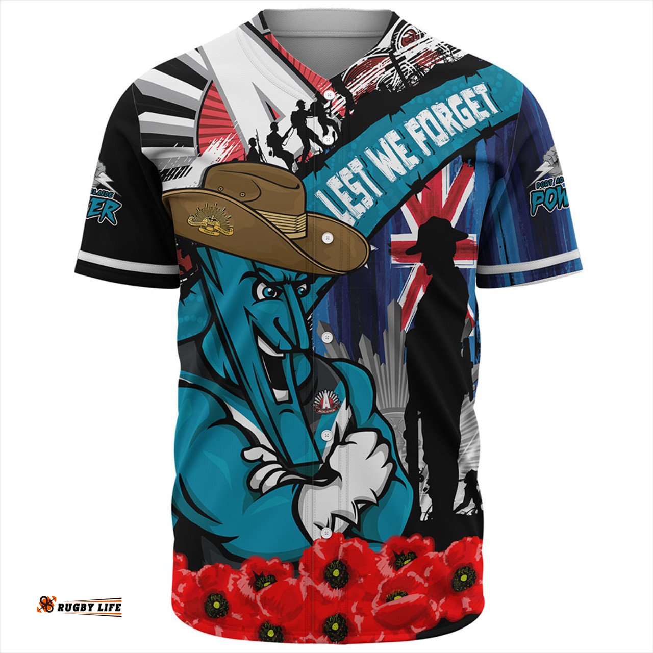 Amazing Aussie Port Adelaide Anzac Day Honor United In Spirit Baseball Shirt
