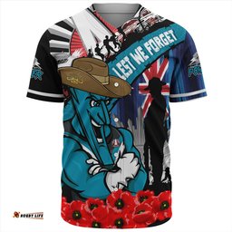 Amazing Aussie Port Adelaide Anzac Day Honor United In Spirit Baseball Shirt