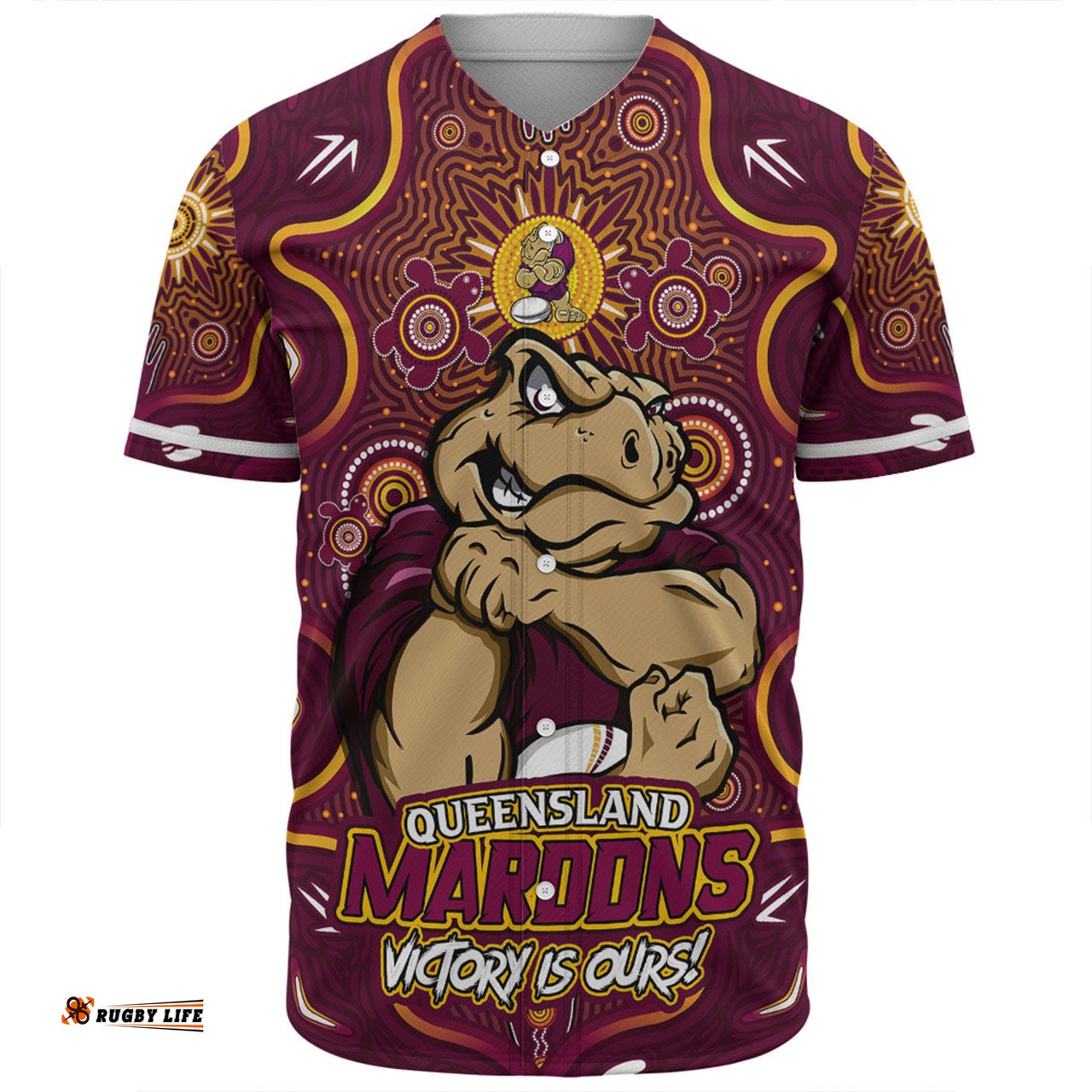 Amazing Aussie Queensland Maroons Aboriginal Pattern Inspired Victory Is Ours Baseball Shirt