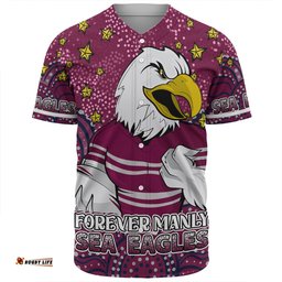 Amazing Aussie Manly Warringah Sea Eagles Custom Custom With Aboriginal Inspired Style Of Dot Painting Patterns  Baseball Shirt