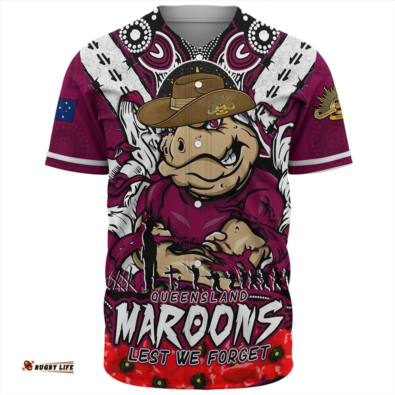 Amazing Aussie Queensland Maroons Ripped Legacy Of The Game The ANZAC Spirit Lives On Baseball Shirt