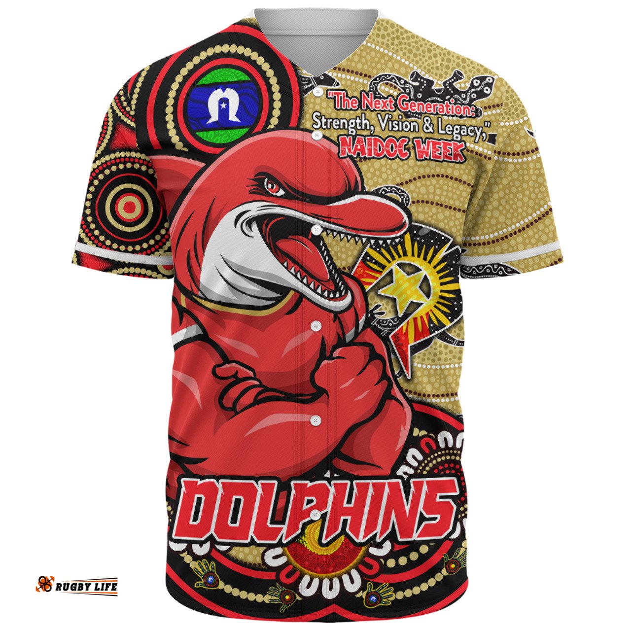 Amazing Aussie Redcliffe Dolphins Spirit Of NAIDOC Series Baseball Shirt