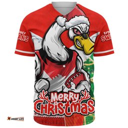 Amazing Aussie Sydney Swans Santa Scoring Touchdown On Christmas Game Day Baseball Shirt