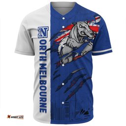 Amazing Aussie North Melbourne Burning Passion Of Power Scratch Style Baseball Shirt
