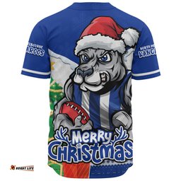 Amazing Aussie North Melbourne Santa Scoring Touchdown On Christmas Game Day Baseball Shirt