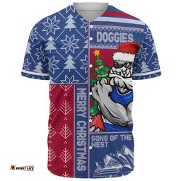 Amazing Aussie Western Bulldogs Merry Christmas Knit Style Festive Spirit Baseball Shirt