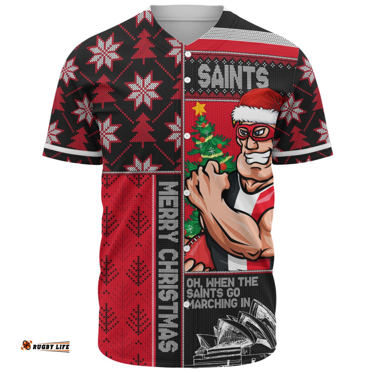 Amazing Aussie St Kilda Merry Christmas Knit Style Festive Spirit Baseball Shirt