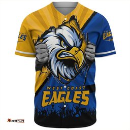 Amazing Aussie West Coast Eagles Breaking Through Fan Design Baseball Shirt