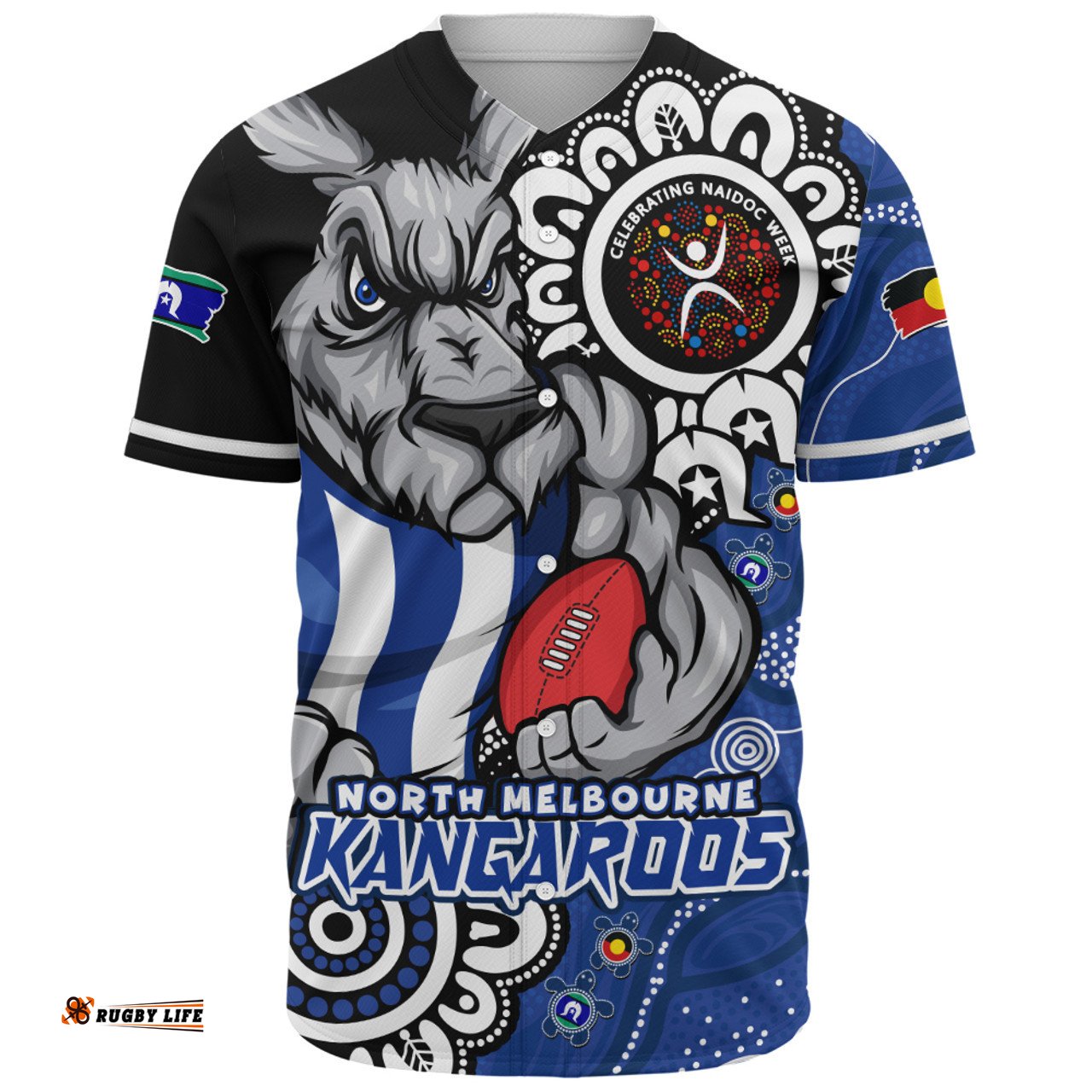 Amazing Aussie North Melbourne Power Through Generations NAIDOC Edition Baseball Shirt