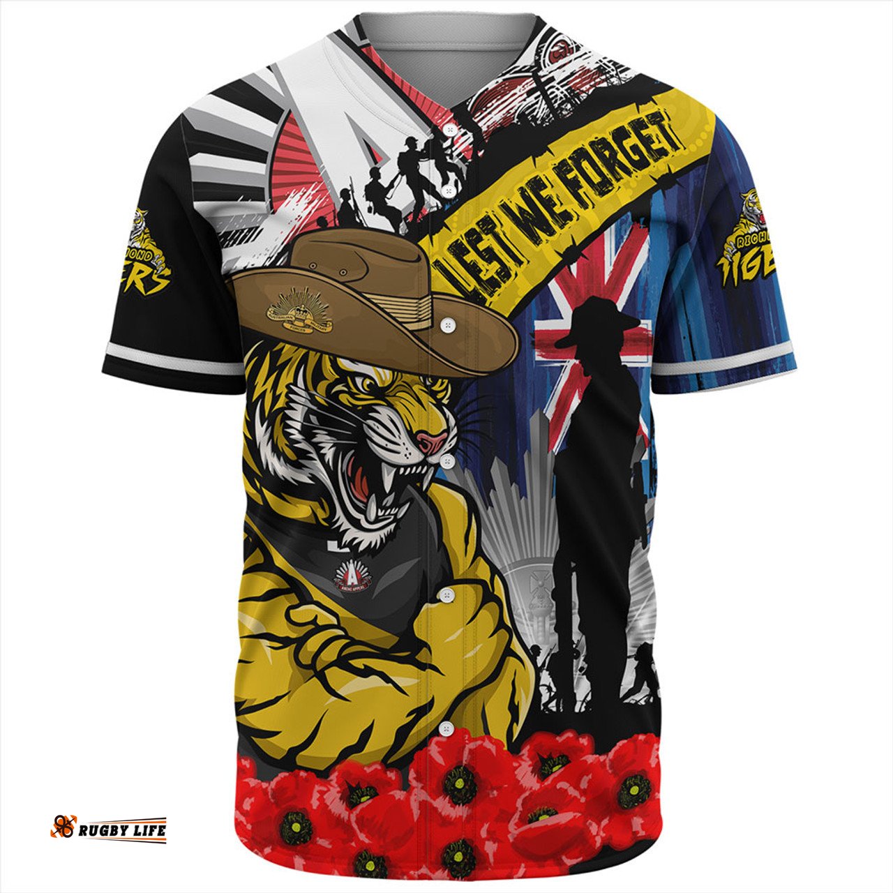 Amazing Aussie Richmond Anzac Day Honor United In Spirit Baseball Shirt