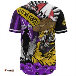Amazing Aussie Richmond ANZAC Day Honor Purple Valor And Spirit Baseball Shirt