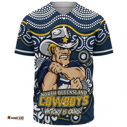 Amazing Aussie North Queensland Cowboys Aboriginal Inspired Tough Fan Rugby For Life Baseball Shirt