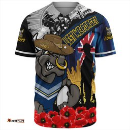 Amazing Aussie North Queensland Cowboys United In Spirit Anzac Day Tribute Baseball Shirt