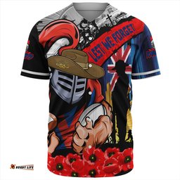 Amazing Aussie Newcastle Knights United In Spirit Anzac Day Tribute Baseball Shirt