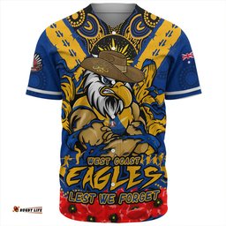 Amazing Aussie West Coast Eagles Ripped Legacy Of The Game The ANZAC Spirit Lives On Baseball Shirt