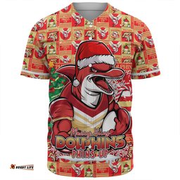 Amazing Aussie Redcliffe Dolphins Merry Ugly Christmas Comic Style Baseball Shirt
