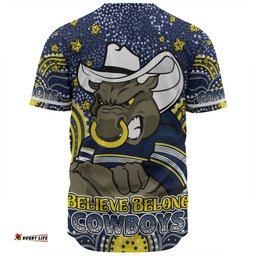 Amazing Aussie North Queensland Cowboys Custom Custom With Aboriginal Inspired Style Of Dot Painting Patterns  Baseball Shirt