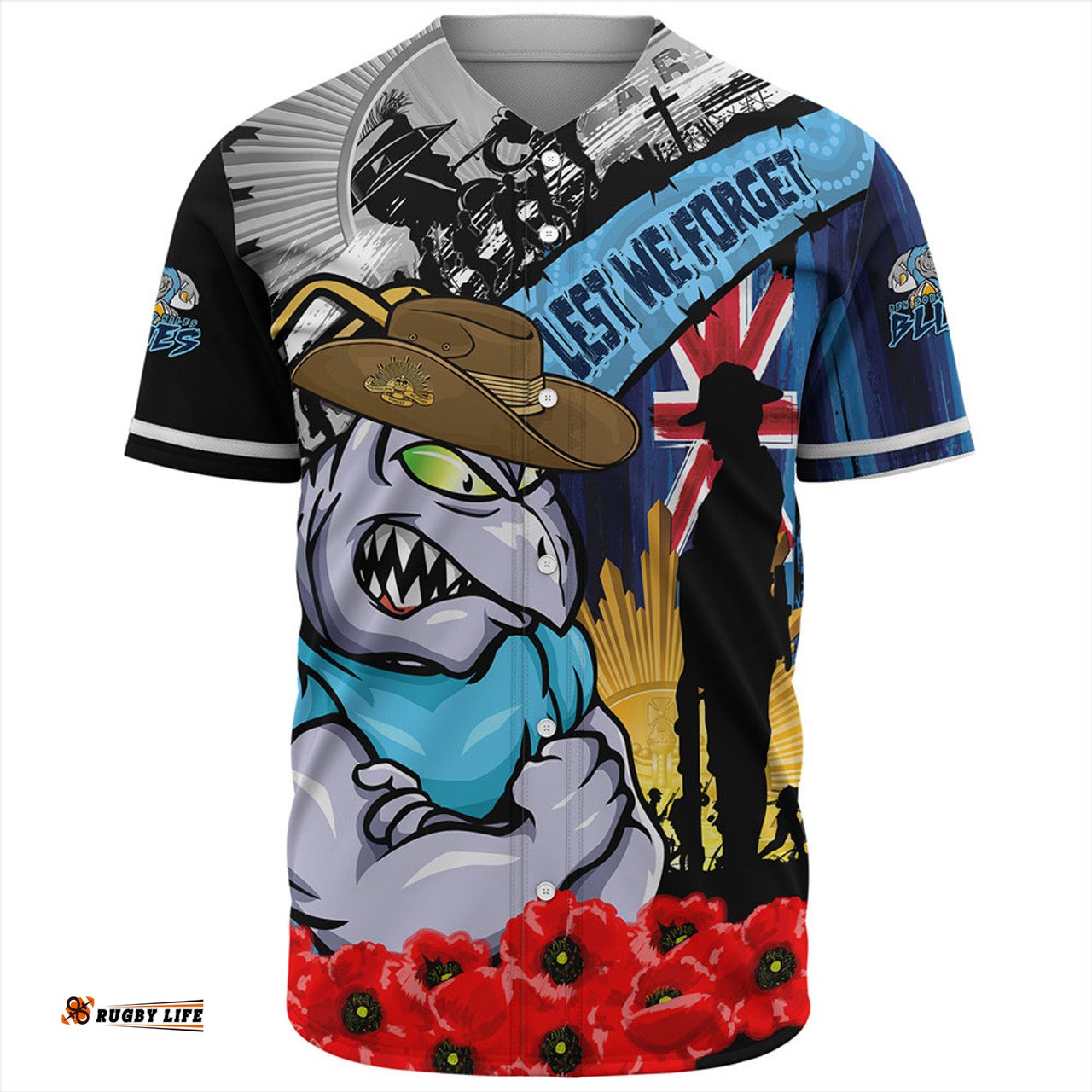 Amazing Aussie New South Wales Blues United In Spirit Anzac Day Tribute Baseball Shirt