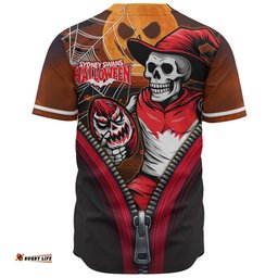 Amazing Aussie Sydney Swans Halloween Night Reaper Zipper Baseball Shirt