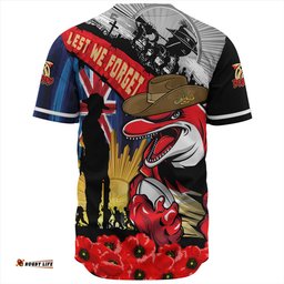Amazing Aussie Redcliffe Dolphins United In Spirit Anzac Day Tribute Baseball Shirt